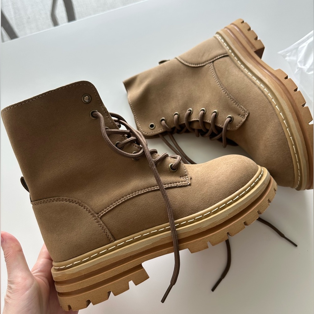Stylish Brown Lace-Up Ankle Boots, Size 6.5, Durable Sole